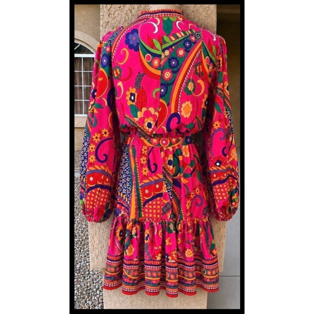 Adrianna Papell Printed Shirtdress Above Knee Dress Size: 14 - Picture 7 of 10
